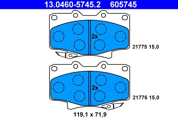 Brake Pad Set, disc brake ATE 13.0460-5745.2