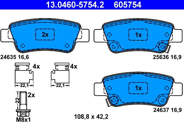 Brake Pad Set, disc brake ATE 13.0460-5754.2