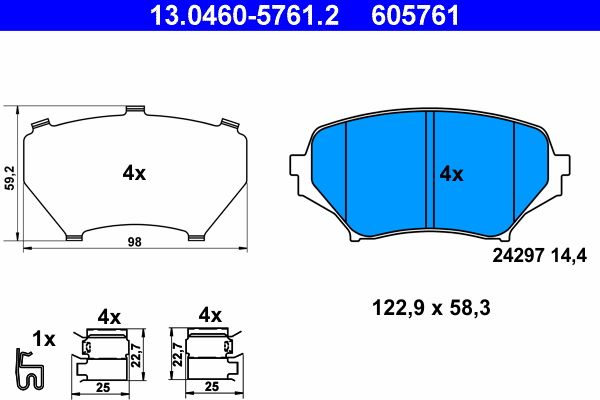 Brake Pad Set, disc brake ATE 13.0460-5761.2