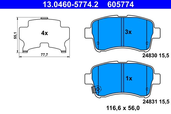 Brake Pad Set, disc brake ATE 13.0460-5774.2