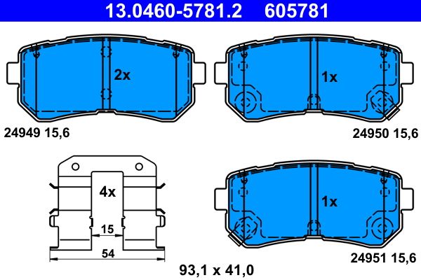 Brake Pad Set, disc brake ATE 13.0460-5781.2
