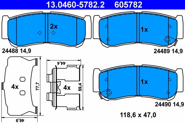 Brake Pad Set, disc brake ATE 13.0460-5782.2