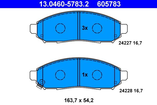 Комплект гальмівних накладок, дискове гальмо ATE 13.0460-5783.2