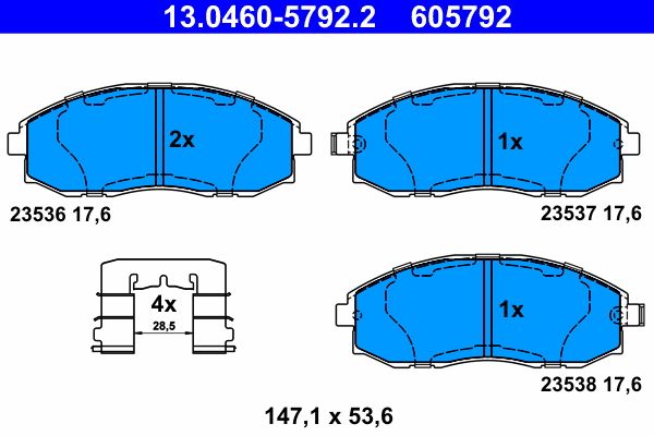 Brake Pad Set, disc brake ATE 13.0460-5792.2