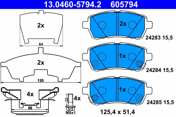 Brake Pad Set, disc brake ATE 13.0460-5794.2