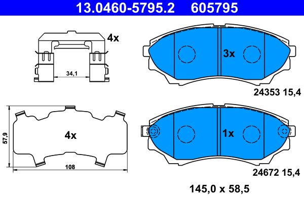 Brake Pad Set, disc brake ATE 13.0460-5795.2