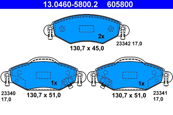 Brake Pad Set, disc brake ATE 13.0460-5800.2