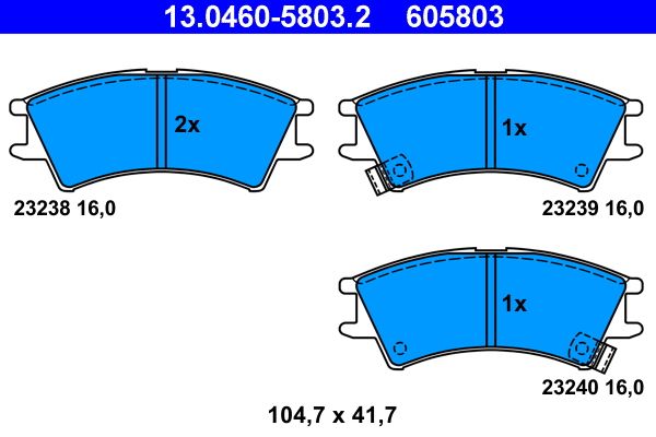 Brake Pad Set, disc brake ATE 13.0460-5803.2