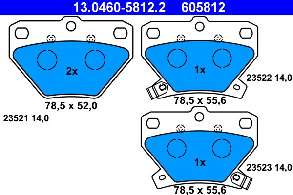 Brake Pad Set, disc brake ATE 13.0460-5812.2