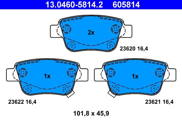 Brake Pad Set, disc brake ATE 13.0460-5814.2