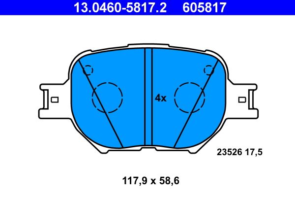 Brake Pad Set, disc brake ATE 13.0460-5817.2