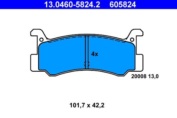 Brake Pad Set, disc brake ATE 13.0460-5824.2