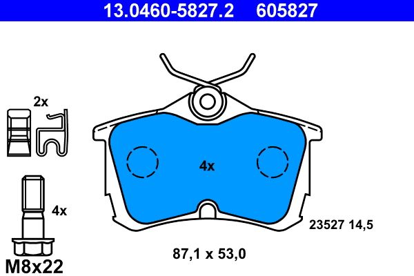 Brake Pad Set, disc brake ATE 13.0460-5827.2