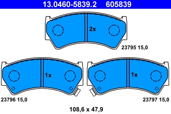 Brake Pad Set, disc brake ATE 13.0460-5839.2