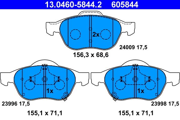 Brake Pad Set, disc brake ATE 13.0460-5844.2