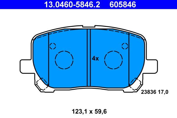 Brake Pad Set, disc brake ATE 13.0460-5846.2