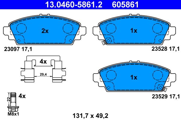 Brake Pad Set, disc brake ATE 13.0460-5861.2