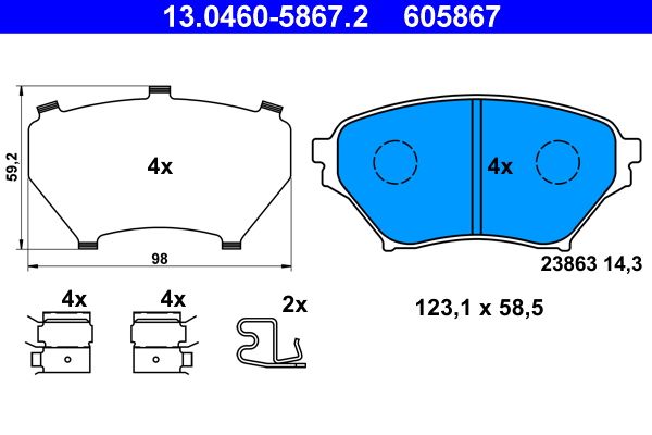 Brake Pad Set, disc brake ATE 13.0460-5867.2