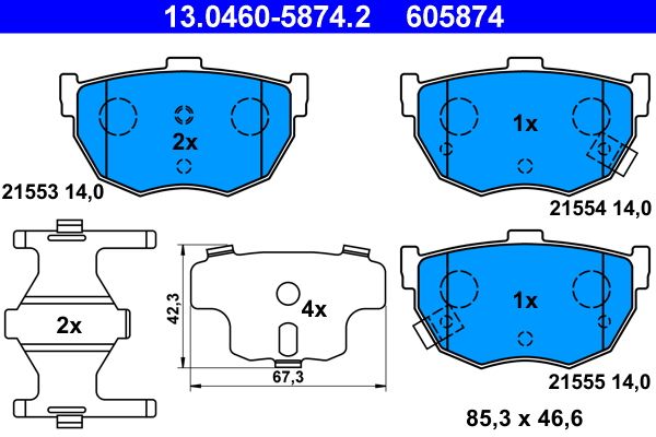 Brake Pad Set, disc brake ATE 13.0460-5874.2