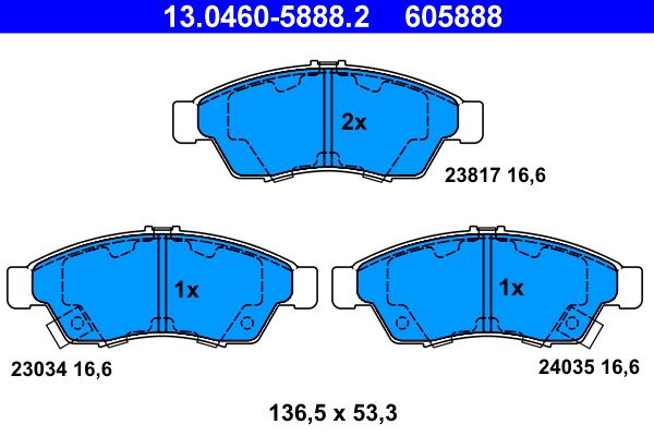 Brake Pad Set, disc brake ATE 13.0460-5888.2