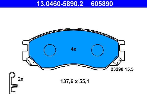 Brake Pad Set, disc brake ATE 13.0460-5890.2