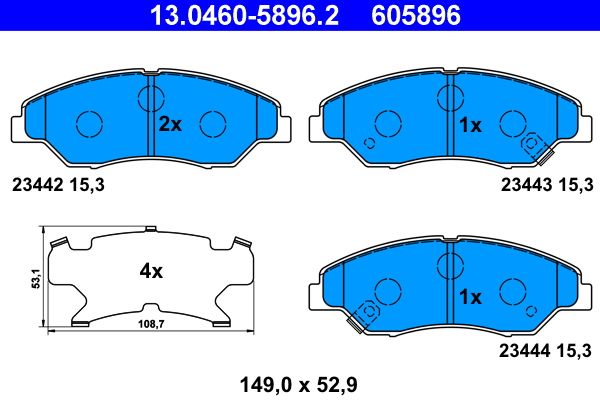 Brake Pad Set, disc brake ATE 13.0460-5896.2