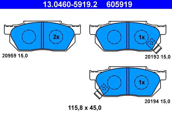 Brake Pad Set, disc brake ATE 13.0460-5919.2