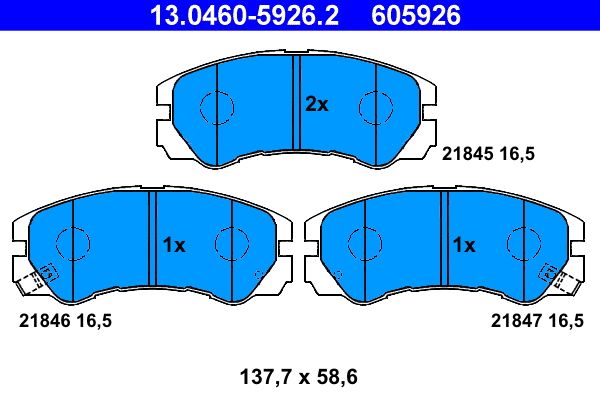 Brake Pad Set, disc brake ATE 13.0460-5926.2