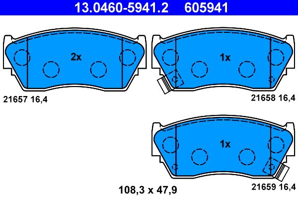 Brake Pad Set, disc brake ATE 13.0460-5941.2