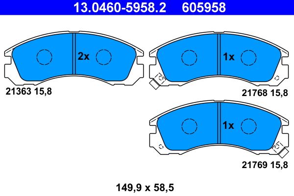 Комплект гальмівних накладок, дискове гальмо ATE 13.0460-5958.2