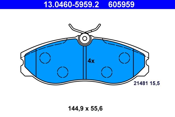 Комплект гальмівних накладок, дискове гальмо ATE 13.0460-5959.2