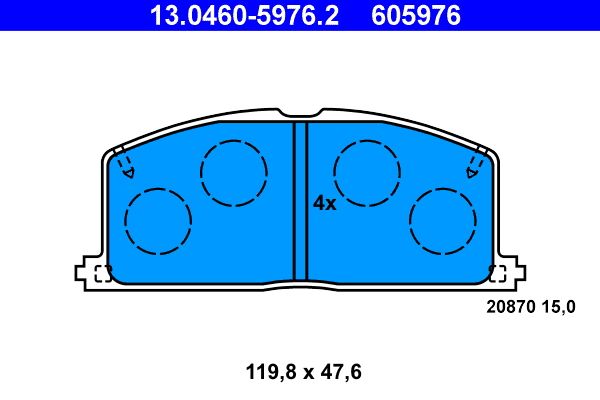 Комплект гальмівних накладок, дискове гальмо ATE 13.0460-5976.2