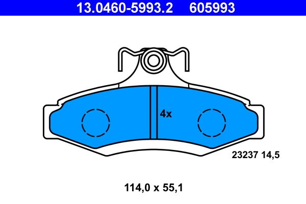 Комплект гальмівних накладок, дискове гальмо ATE 13.0460-5993.2