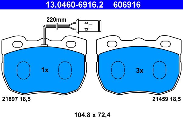 Brake Pad Set, disc brake ATE 13.0460-6916.2