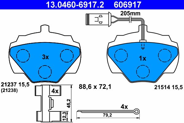 Brake Pad Set, disc brake ATE 13.0460-6917.2