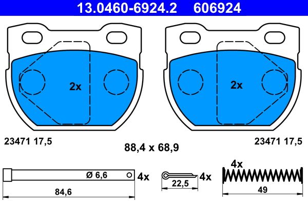 Brake Pad Set, disc brake ATE 13.0460-6924.2