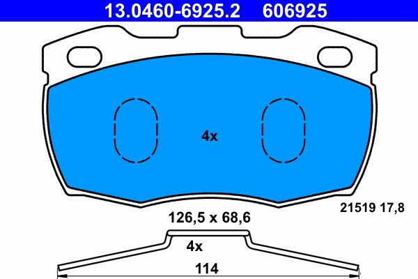 Brake Pad Set, disc brake ATE 13.0460-6925.2