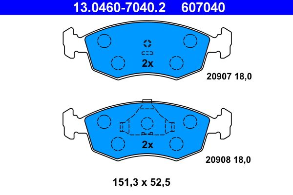 Brake Pad Set, disc brake ATE 13.0460-7040.2