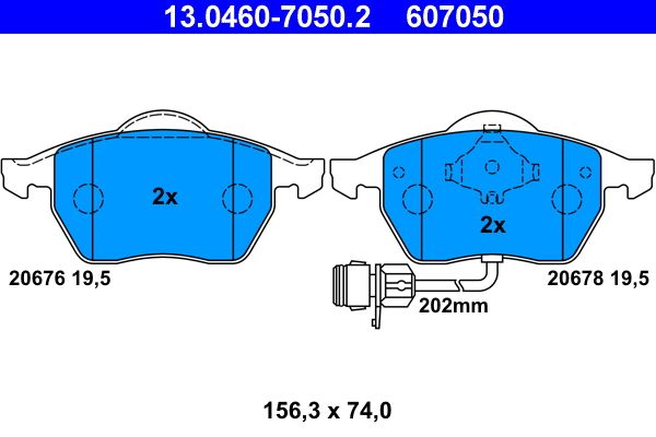 Brake Pad Set, disc brake ATE 13.0460-7050.2