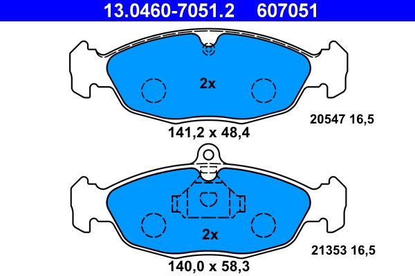 Brake Pad Set, disc brake ATE 13.0460-7051.2