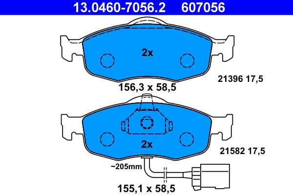 Brake Pad Set, disc brake ATE 13.0460-7056.2