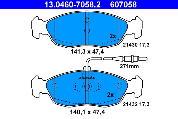 Brake Pad Set, disc brake ATE 13.0460-7058.2