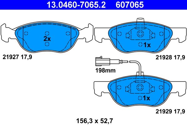 Brake Pad Set, disc brake ATE 13.0460-7065.2