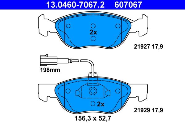 Brake Pad Set, disc brake ATE 13.0460-7067.2