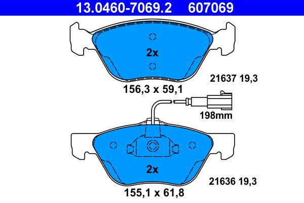 Brake Pad Set, disc brake ATE 13.0460-7069.2