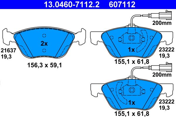 Brake Pad Set, disc brake ATE 13.0460-7112.2