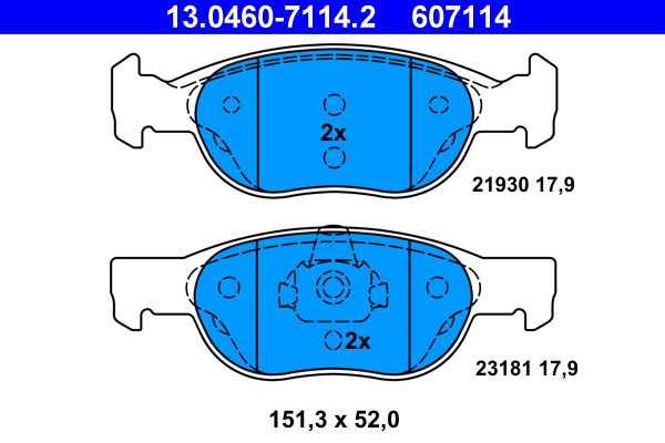 Brake Pad Set, disc brake ATE 13.0460-7114.2