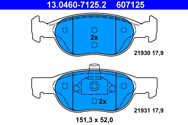 Brake Pad Set, disc brake ATE 13.0460-7125.2