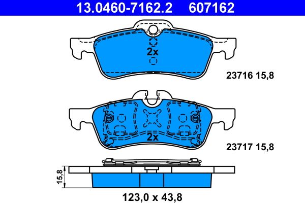 Brake Pad Set, disc brake ATE 13.0460-7162.2