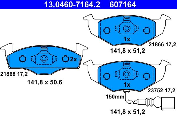 Brake Pad Set, disc brake ATE 13.0460-7164.2